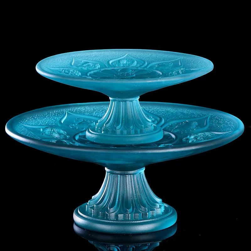TXJ-322 AAA Quality Eight-Auspicious Symbol Liuli Decoration Crystal Fruit Pastry Dish