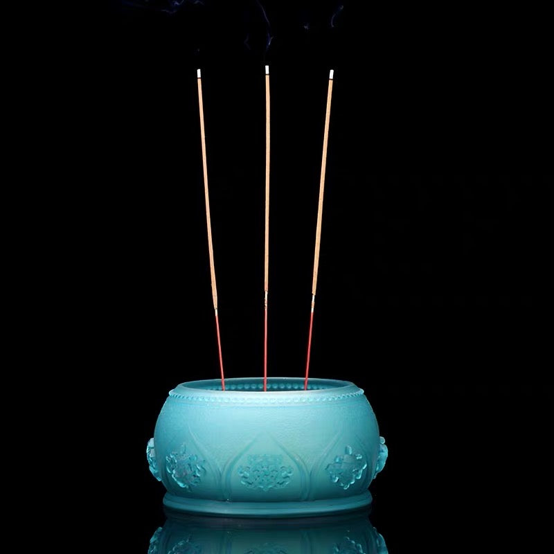 TXJ-313  Eight-auspicious Incense Burner Censer Traditional Liuli Material