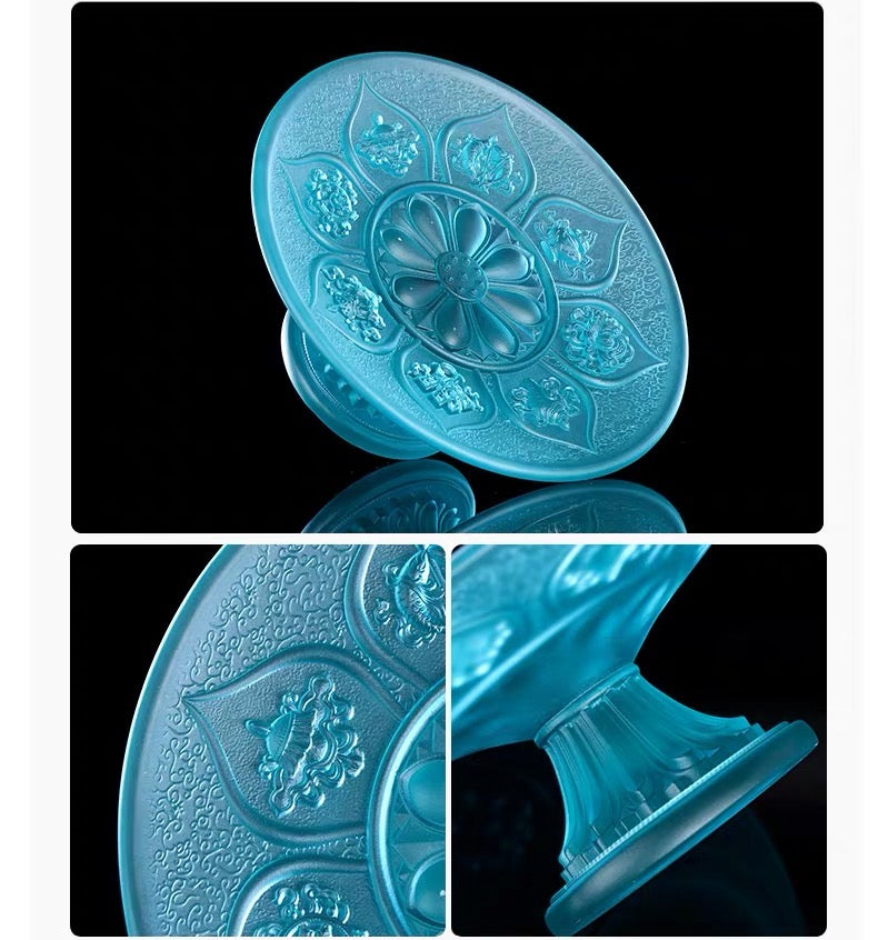 TXJ-322 AAA Quality Eight-Auspicious Symbol Liuli Decoration Crystal Fruit Pastry Dish