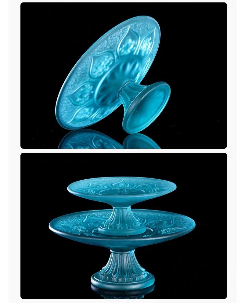 TXJ-322 AAA Quality Eight-Auspicious Symbol Liuli Decoration Crystal Fruit Pastry Dish