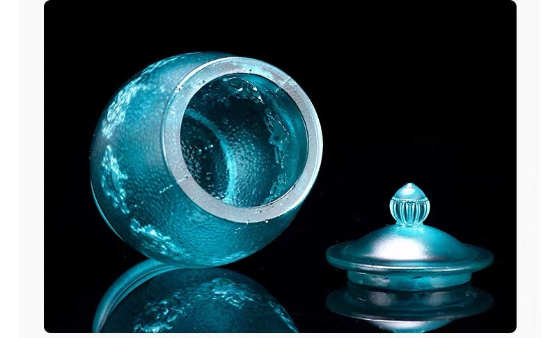TXJ-251  Eight-auspicious Liuli Cup with lid & Saucer