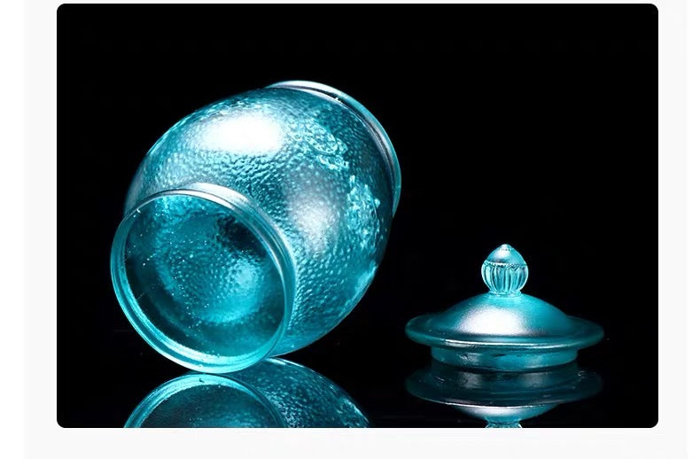 TXJ-251  Eight-auspicious Liuli Cup with lid & Saucer
