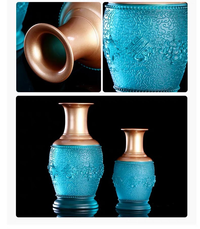 TXJ-332 Traditional Liuli vase Eight-Auspicious Symbol Home Decorative glass & crystal vases