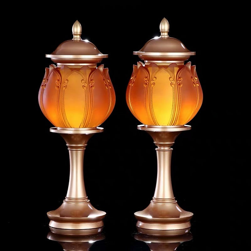 TXJ-650 Traditional Liuli Brass LED Home Decoration Bedroom Bedside Lamp Desk Lighting
