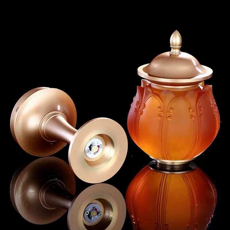 TXJ-650 Traditional Liuli Brass LED Home Decoration Bedroom Bedside Lamp Desk Lighting