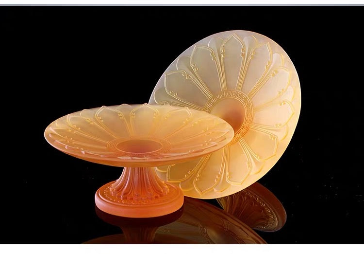 TXJ-321 Manufacturer from China Home Decoration Luxury Liuli Crystal Dried Fruit Dessert Plate
