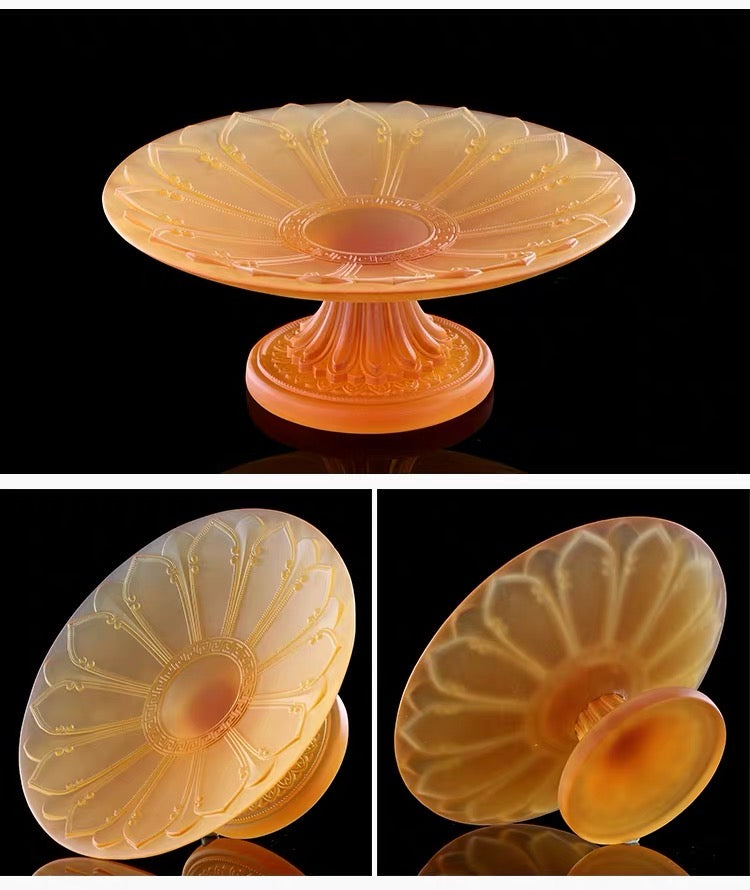 TXJ-321 Manufacturer from China Home Decoration Luxury Liuli Crystal Dried Fruit Dessert Plate