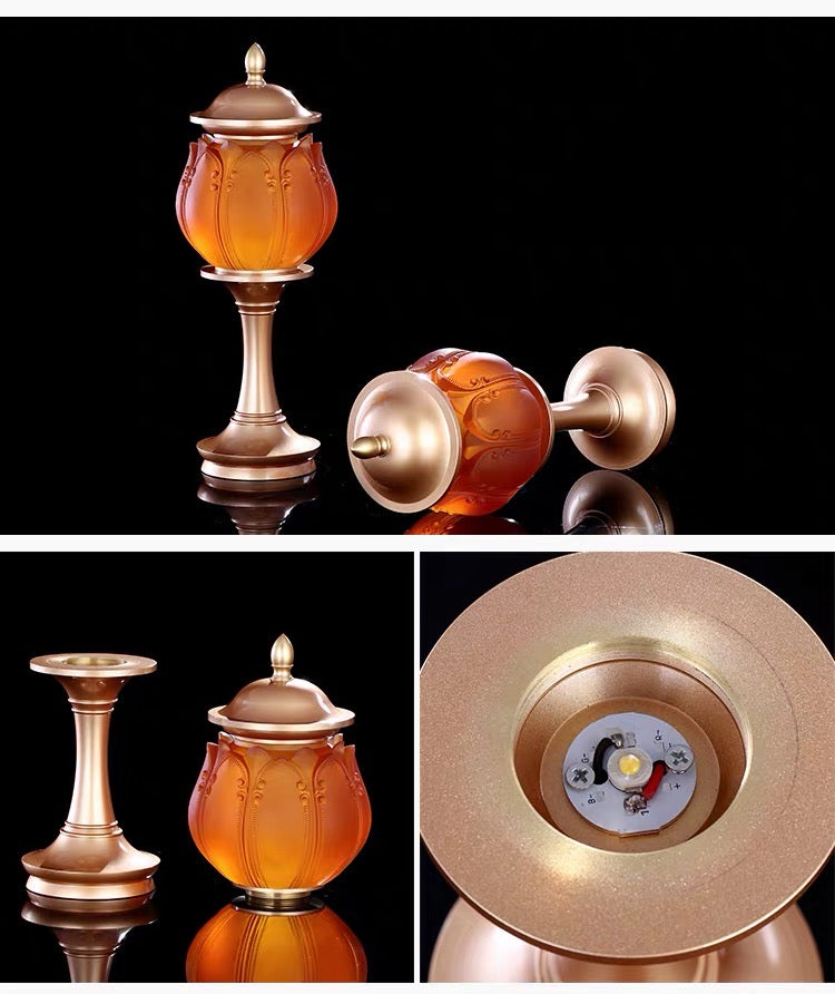 TXJ-650 Traditional Liuli Brass LED Home Decoration Bedroom Bedside Lamp Desk Lighting