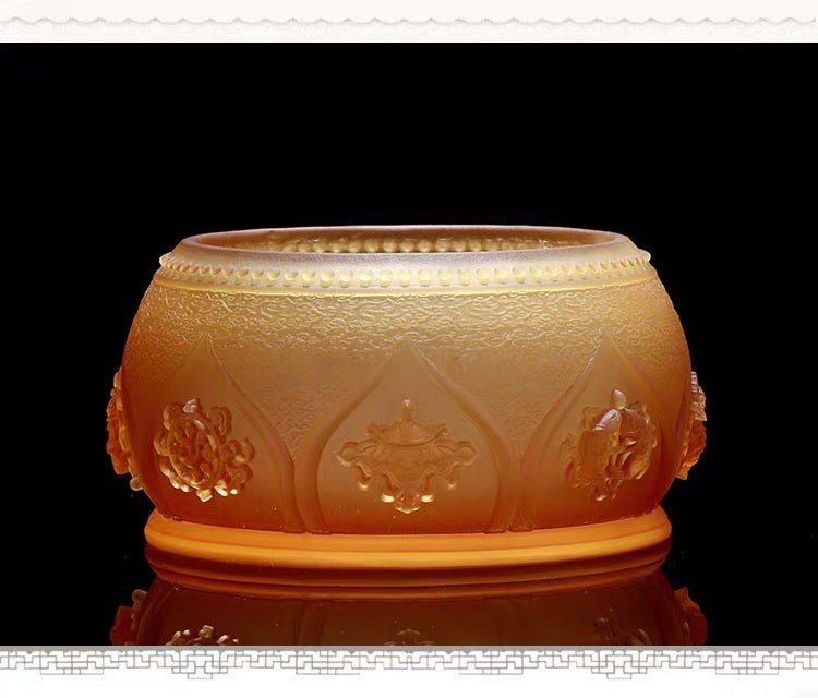 TXJ-313  Eight-auspicious Incense Burner Censer Traditional Liuli Material