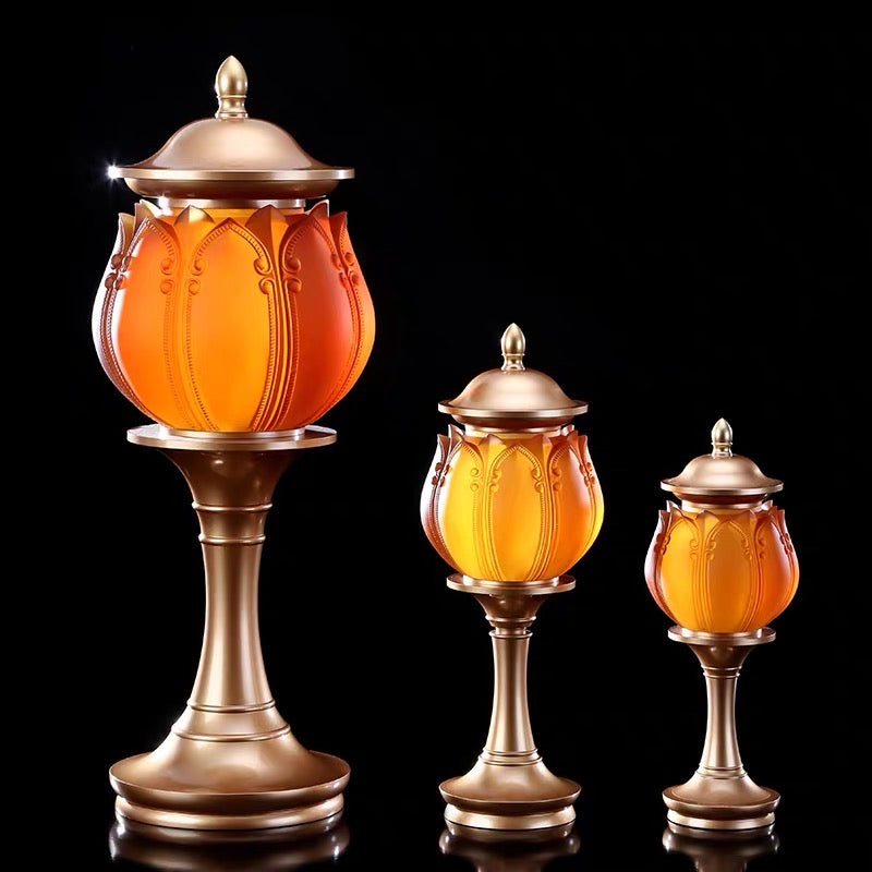 TXJ-650 Traditional Liuli Brass LED Home Decoration Bedroom Bedside Lamp Desk Lighting