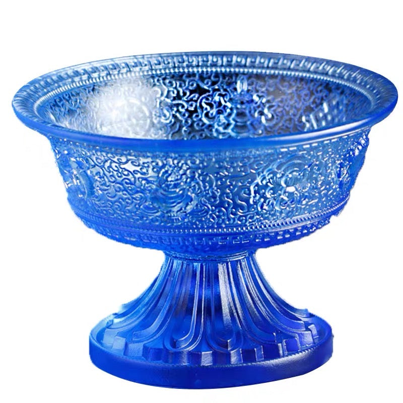 TXJ-241L Traditional Liuli embossed Eight-Auspicious symbol Crystal Glass Large Cup Bowl