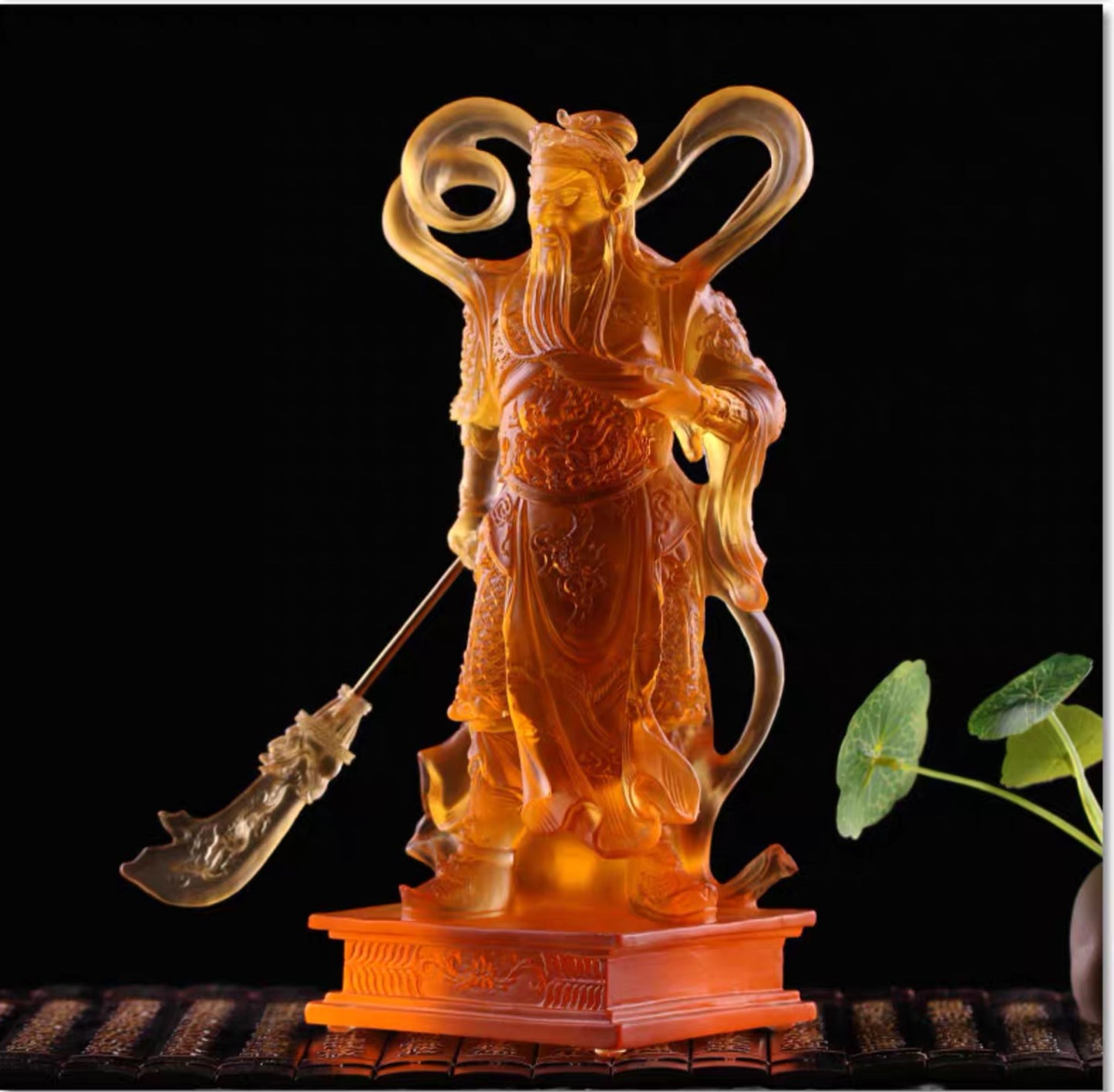 TXF-112 2-piece Chinese Fengshui Traditional Art Collection Liuli WeiTuo & GuanGong Dharma Protector