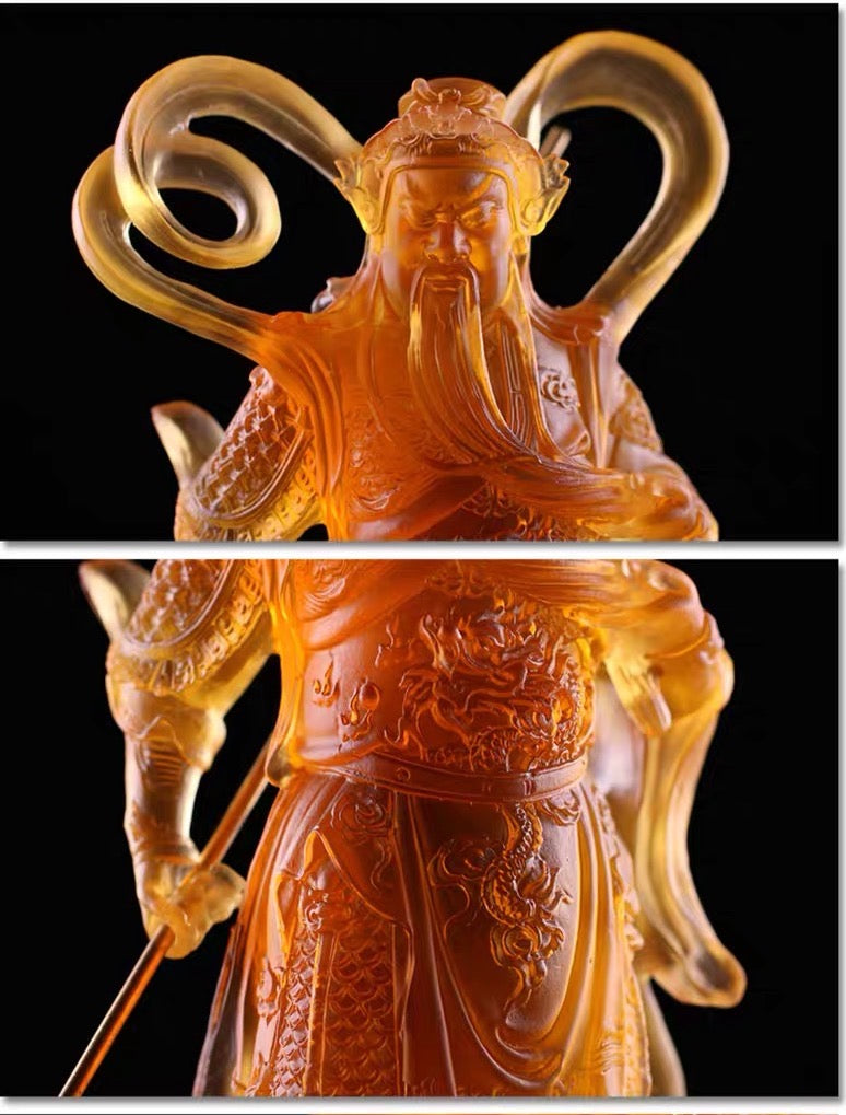 TXF-112 2-piece Chinese Fengshui Traditional Art Collection Liuli WeiTuo & GuanGong Dharma Protector