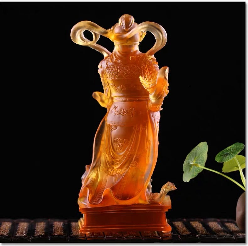 TXF-112 2-piece Chinese Fengshui Traditional Art Collection Liuli WeiTuo & GuanGong Dharma Protector