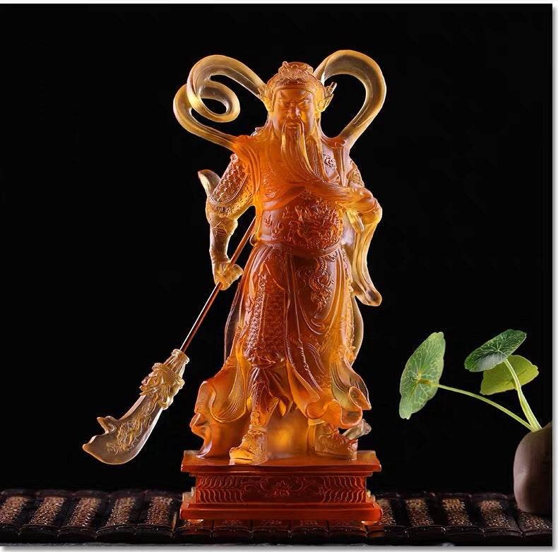 TXF-112 2-piece Chinese Fengshui Traditional Art Collection Liuli WeiTuo & GuanGong Dharma Protector