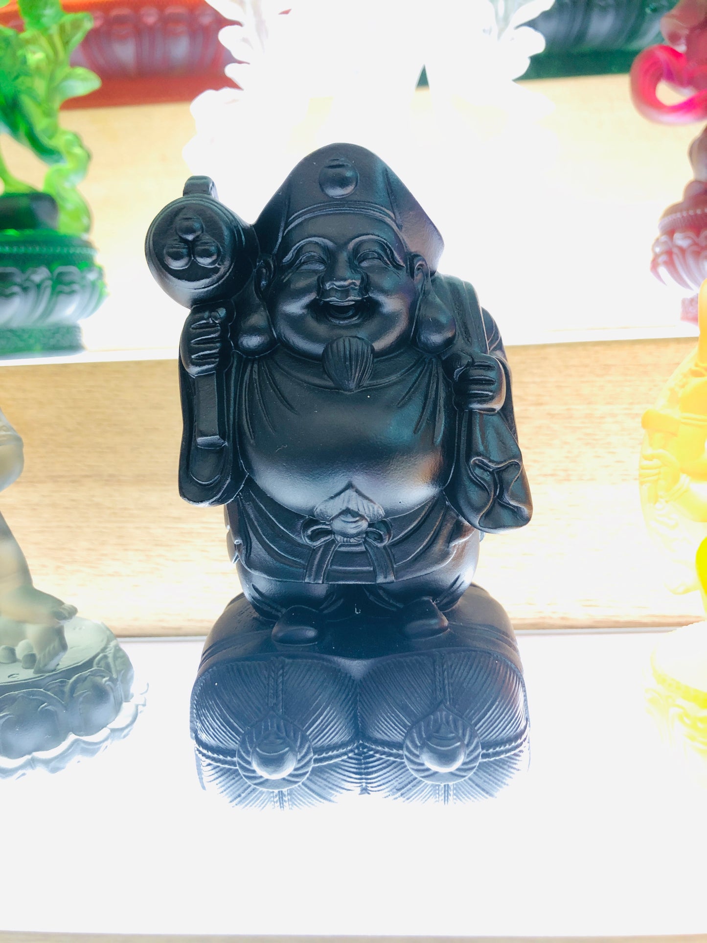 TXF-930 Traditional Liuli Daikokuten in Japan God of Wealth Mahakala Statue,Daeheukcheon in Korean