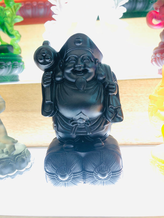 TXF-930 Traditional Liuli Daikokuten in Japan God of Wealth Mahakala Statue,Daeheukcheon in Korean