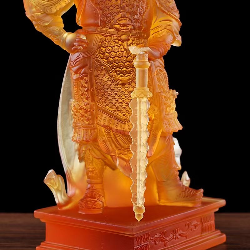 TXF-112 2-piece Chinese Fengshui Traditional Art Collection Liuli WeiTuo & GuanGong Dharma Protector