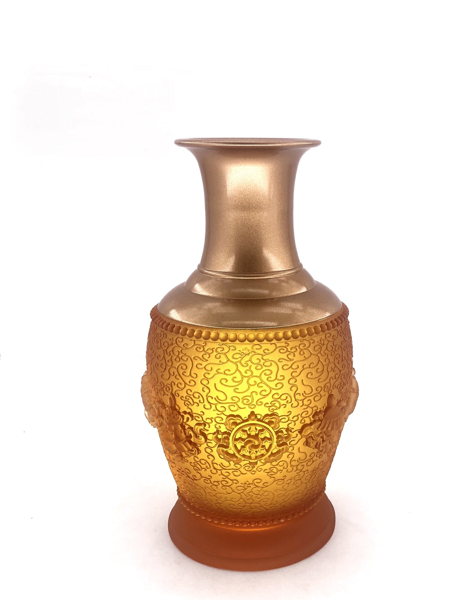 TXJ-332 Traditional Liuli vase Eight-Auspicious Symbol Home Decorative glass & crystal vases