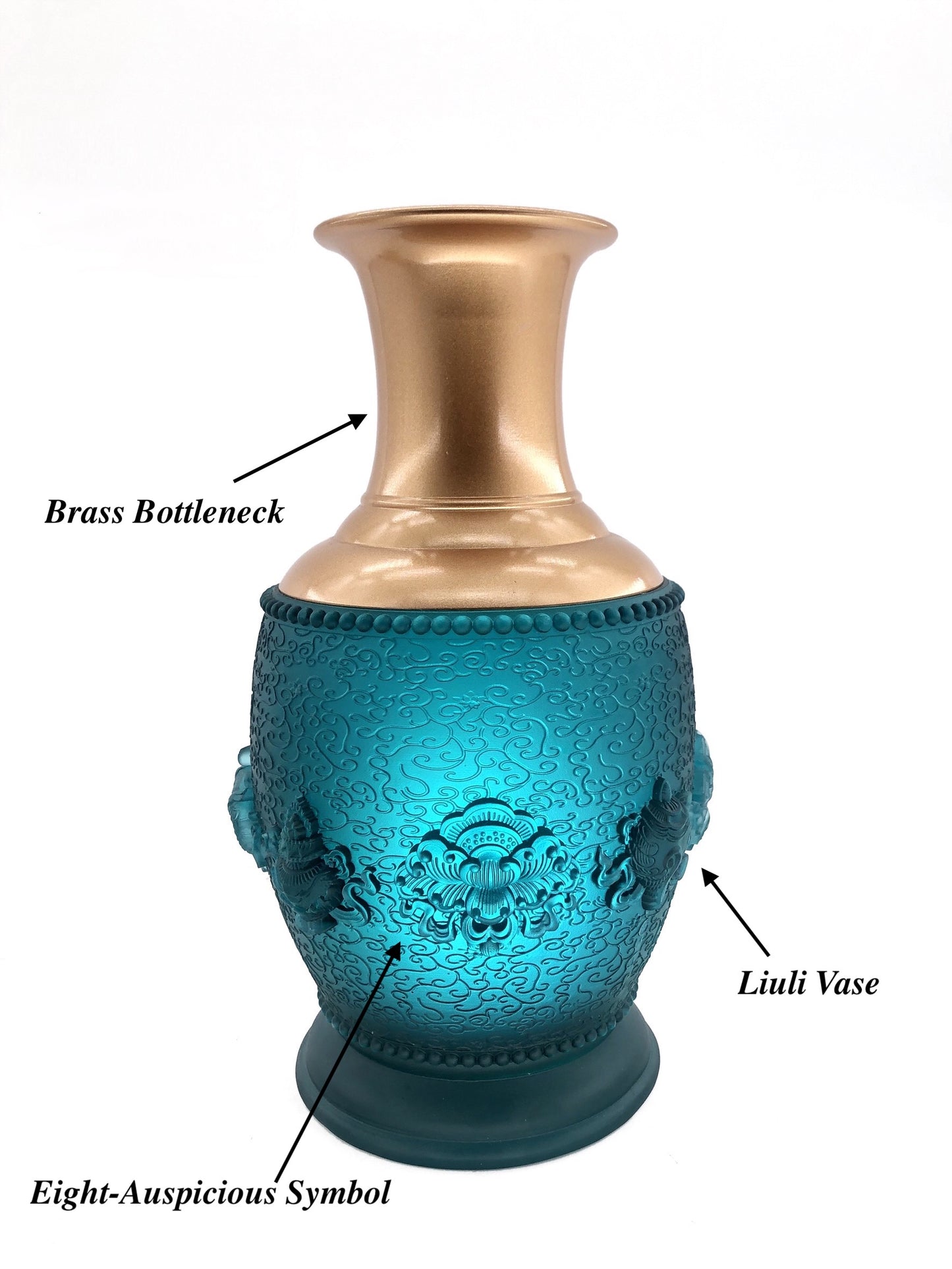 TXJ-332 Traditional Liuli vase Eight-Auspicious Symbol Home Decorative glass & crystal vases