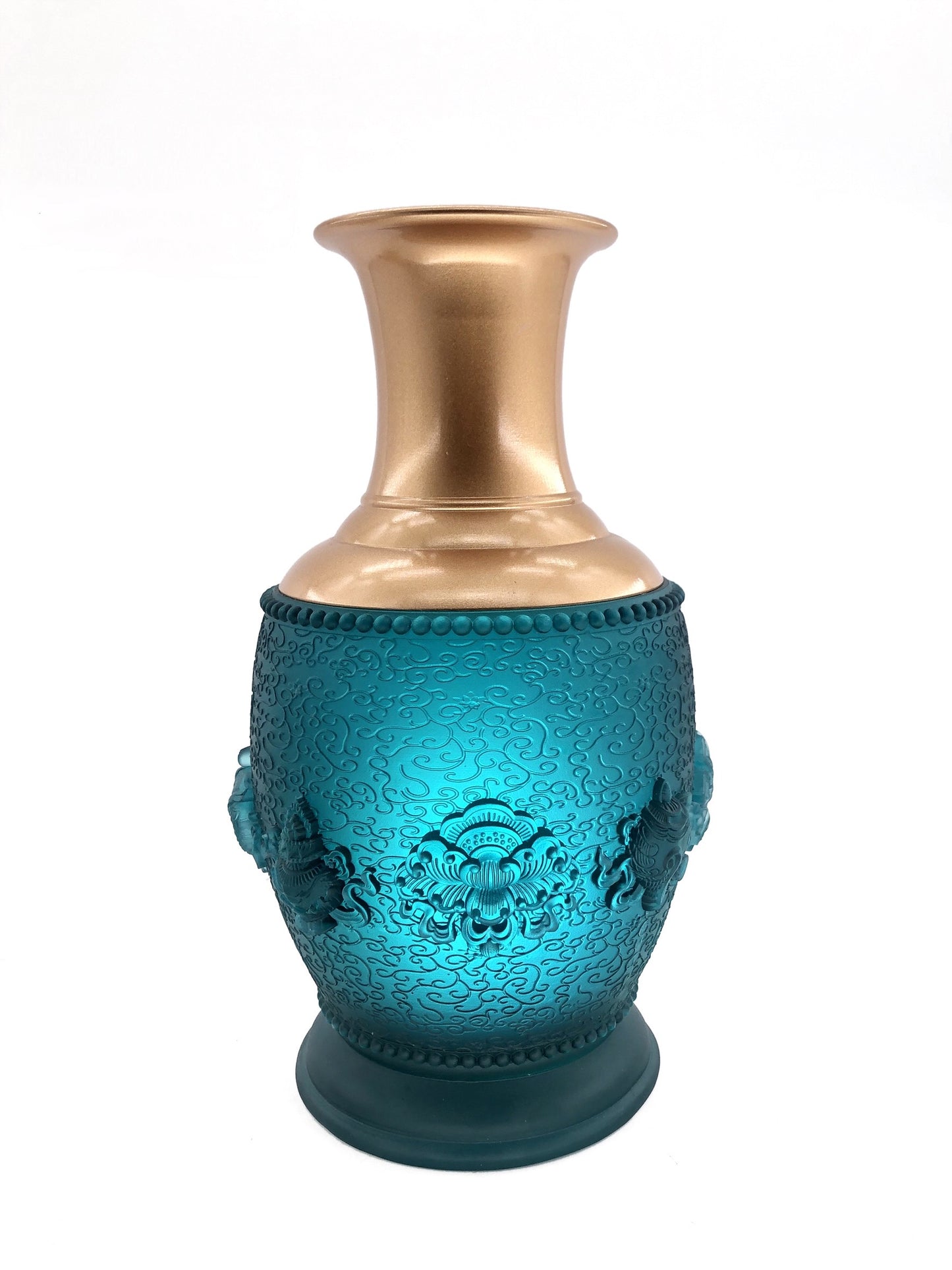 TXJ-332 Traditional Liuli vase Eight-Auspicious Symbol Home Decorative glass & crystal vases
