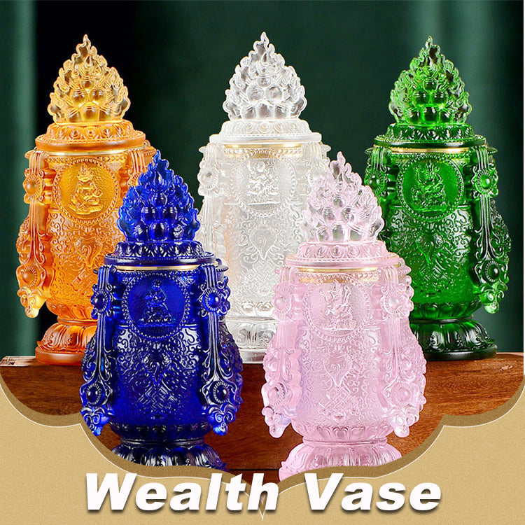 TXJ-363 Traditional Liuli Fengshui Home Decoration Ornaments the Five Jambhalas Wealth Vase