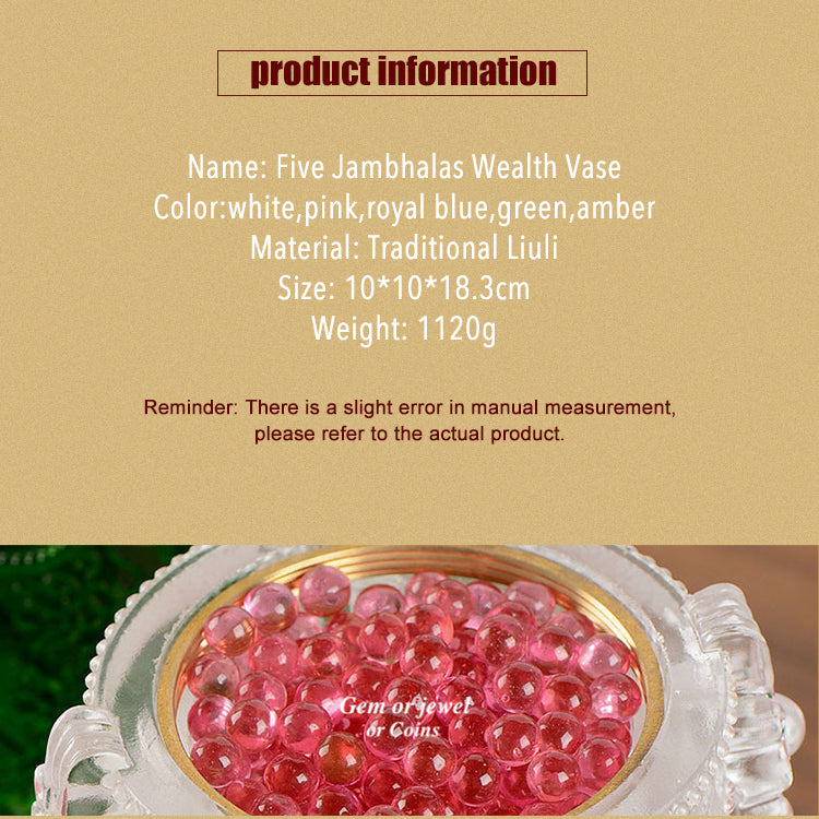 TXJ-363 Traditional Liuli Fengshui Home Decoration Ornaments the Five Jambhalas Wealth Vase