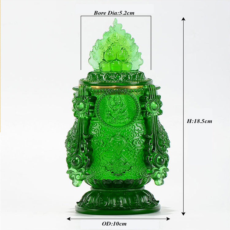 TXJ-363 Traditional Liuli Fengshui Home Decoration Ornaments the Five Jambhalas Wealth Vase