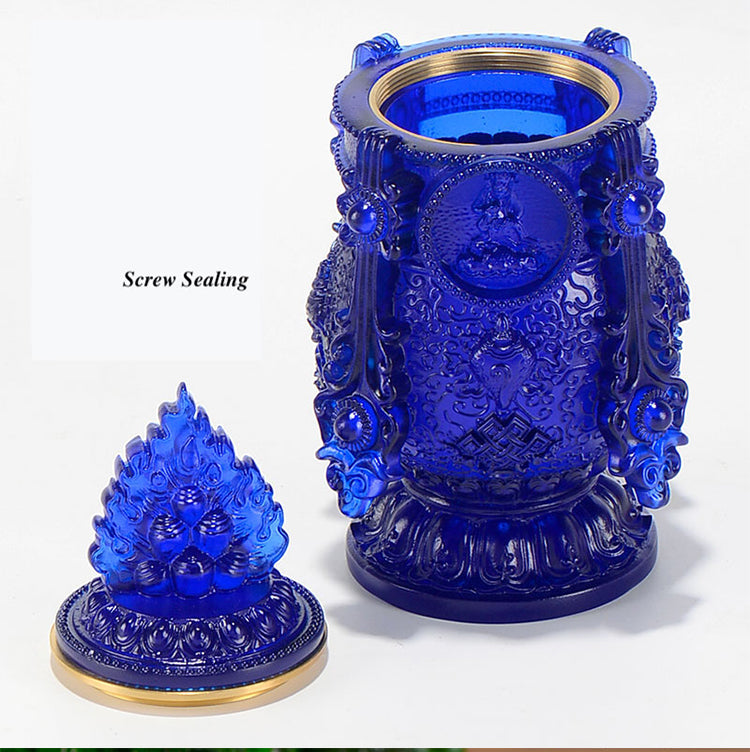 TXJ-363 Traditional Liuli Fengshui Home Decoration Ornaments the Five Jambhalas Wealth Vase