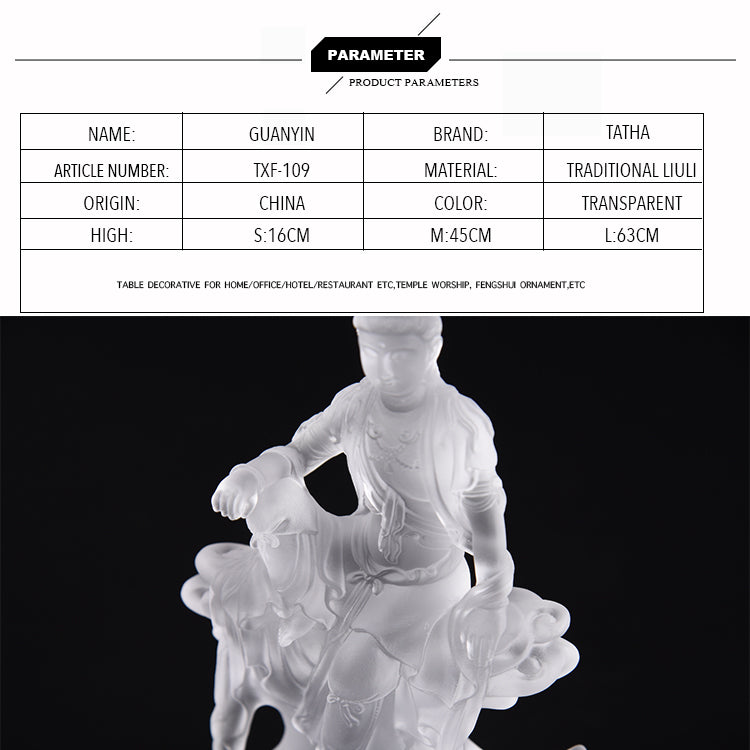 TXF-109 Home Shrine Decoration Ornament Traditional Liuli Customized Fearless avalokitesvara kwan yin guanyin statue