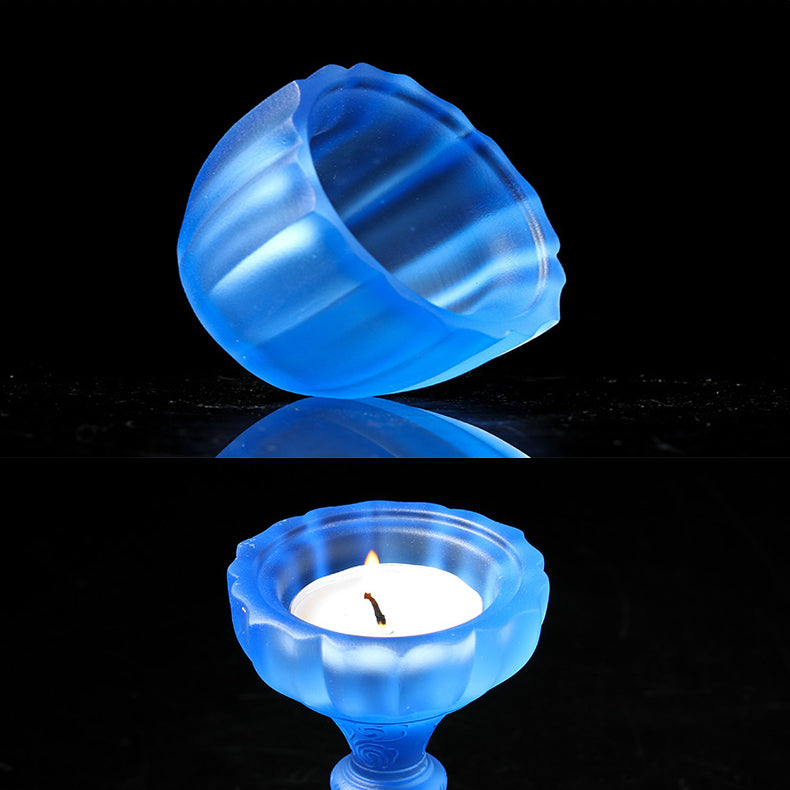 TXJ-371 A 6-piece Lotus Worship Supplies Set Home Decoration Gift box Liuli Censer+Candle Holder+Cup