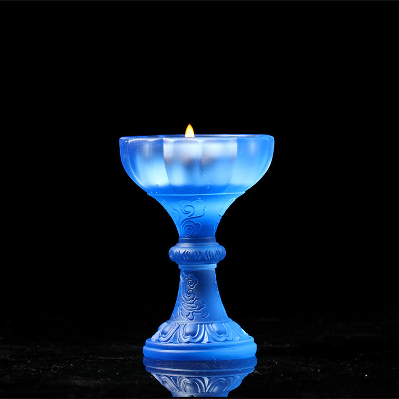 TXJ-371 A 6-piece Lotus Worship Supplies Set Home Decoration Gift box Liuli Censer+Candle Holder+Cup