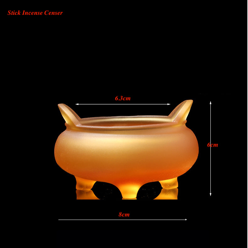 TXJ-371 A 6-piece Lotus Worship Supplies Set Home Decoration Gift box Liuli Censer+Candle Holder+Cup