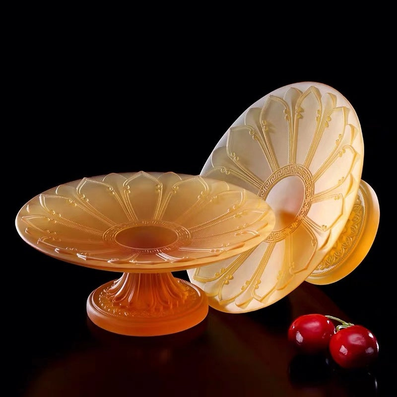 TXJ-321 Manufacturer from China Home Decoration Luxury Liuli Crystal Dried Fruit Dessert Plate