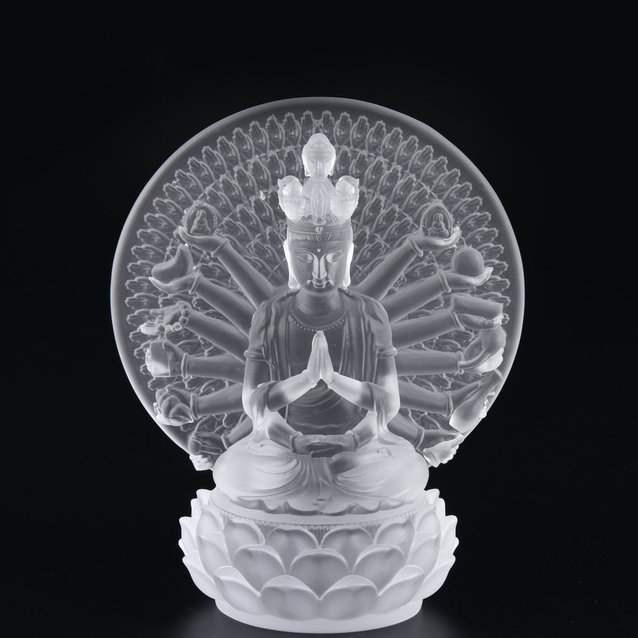 TXF-106Traditional Liuli Thousand Hands Guanyin Buddha Statue Indoor Table Decor Ornaments