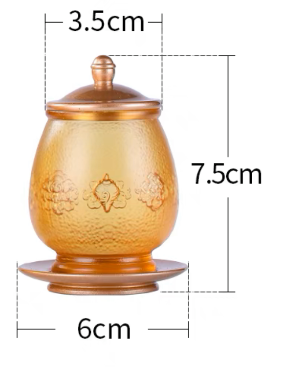 TXJ-251  Eight-auspicious Liuli Cup with lid & Saucer