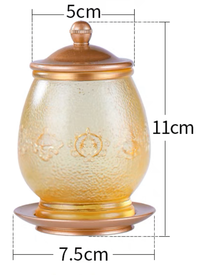 TXJ-251  Eight-auspicious Liuli Cup with lid & Saucer