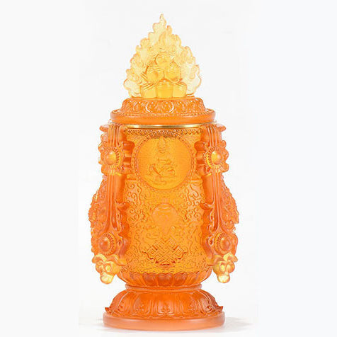 TXJ-363 Traditional Liuli Fengshui Home Decoration Ornaments the Five Jambhalas Wealth Vase