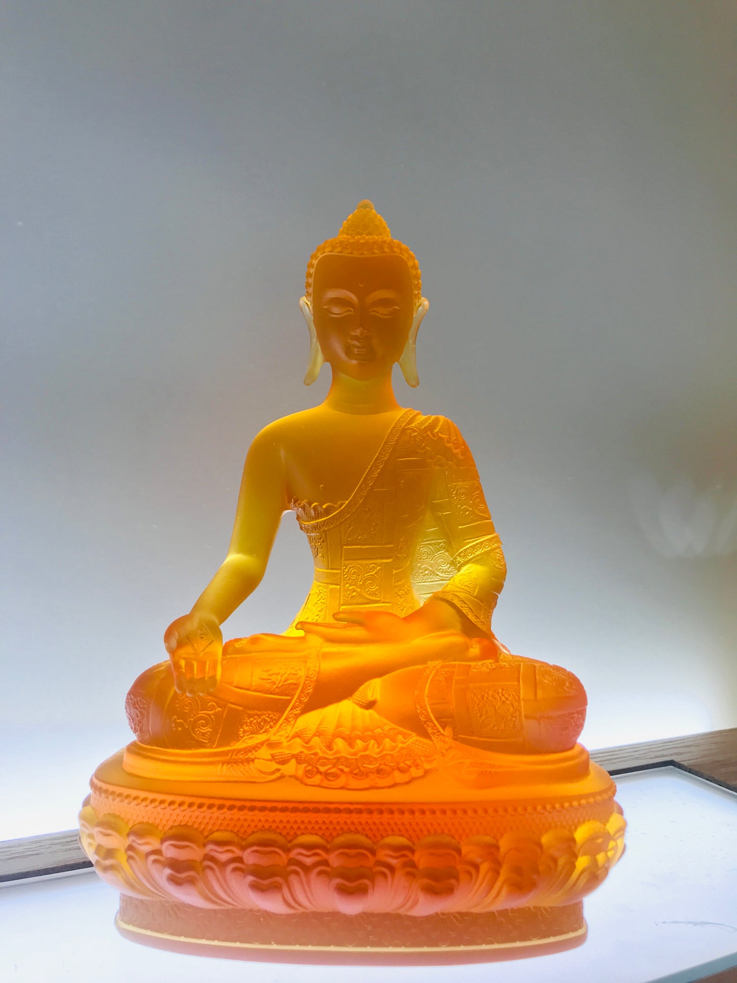 TXF-015 Traditional Liuli Crystal buddhism idols patung buddha shakyamuni buddhist monk statue