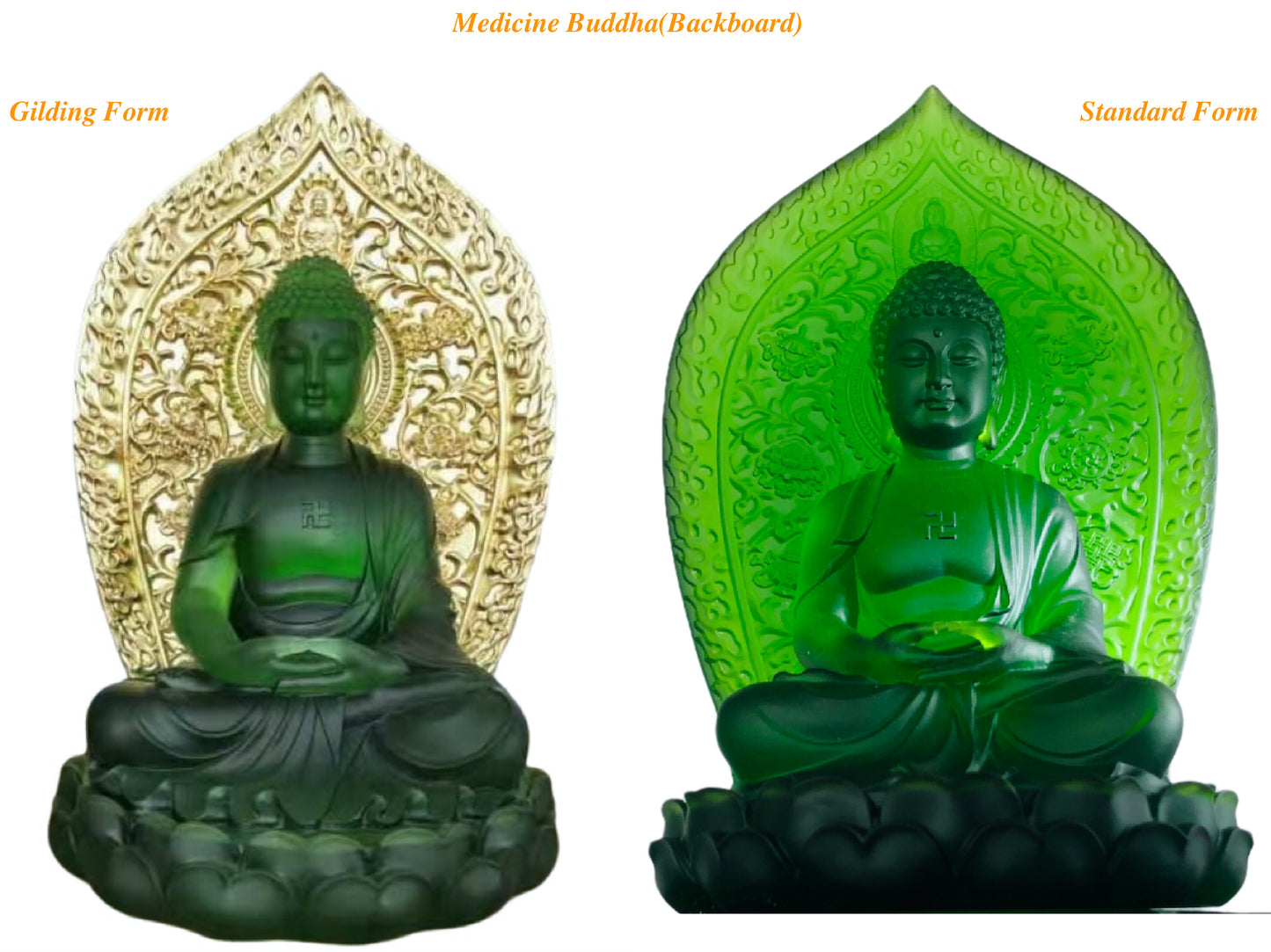 TXF-018 Temple Worship Decoration Traditional Liuli Large Medicine Buddha Statues Gilding Gold Garden Decor