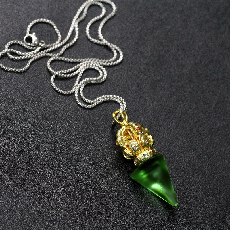GF-976 Liuli Pendant Inset Color Diamond Cone shape 5 colors