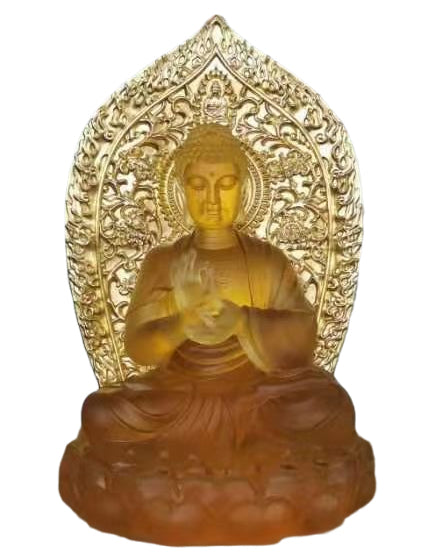 TXF-018 Temple Worship Decoration Traditional Liuli Large Medicine Buddha Statues Gilding Gold Garden Decor