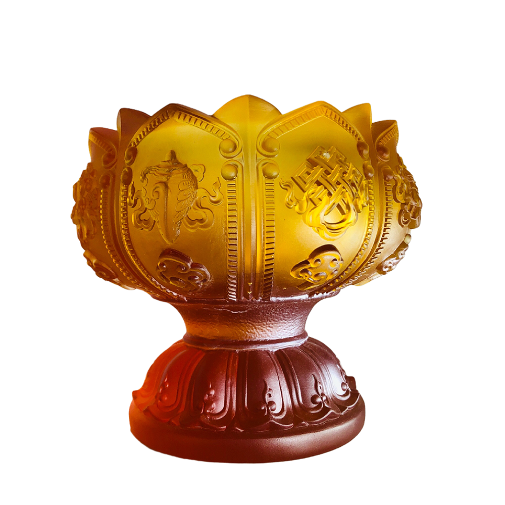 TXJ-231 Multipurpose home decoration eight-auspicious symbol traditional liuli holy cup / candle holder