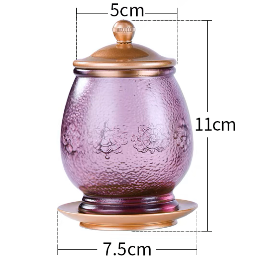 TXJ-251  Eight-auspicious Liuli Cup with lid & Saucer