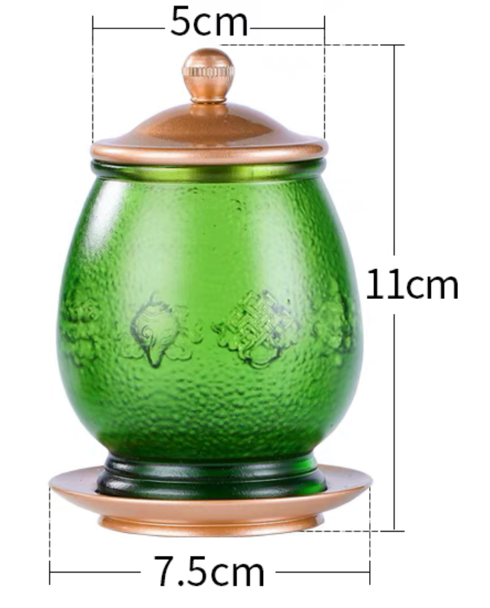 TXJ-251  Eight-auspicious Liuli Cup with lid & Saucer