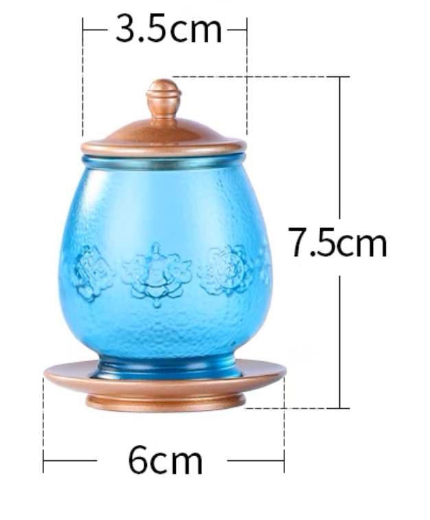 TXJ-251  Eight-auspicious Liuli Cup with lid & Saucer