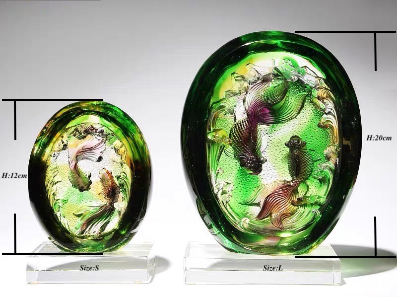 TXJ-928 OEM Fengshui Liuli Goldfish table decoration accessories